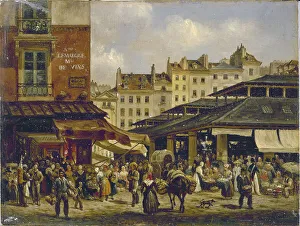 Les Halles Prints: Les Halles and rue de la Cooperie, c1828. Creator: Giuseppe Canella