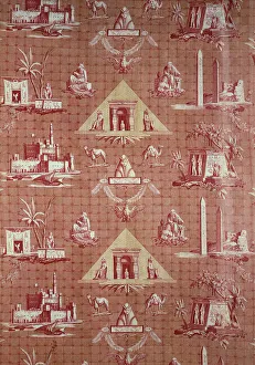Pyramid Gallery: Les Monuments d'Egypte (The Monuments of Egypt), furnishing fabric, France, c. 1800