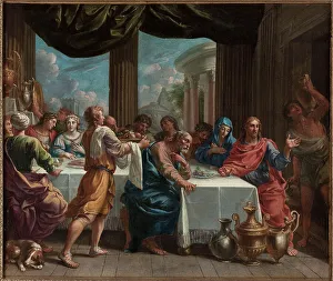 Marriage Feast At Cana Prints: Les Noces de Cana. Esquisse pour le carton de la tapisserie tissée pour la tenture de la
