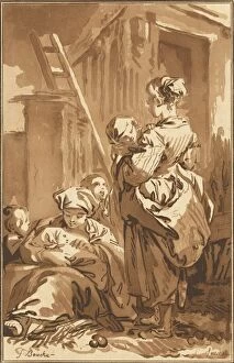 Breastfeeding Gallery: Les nourrices, 1780. Creator: Jean Francois Janinet