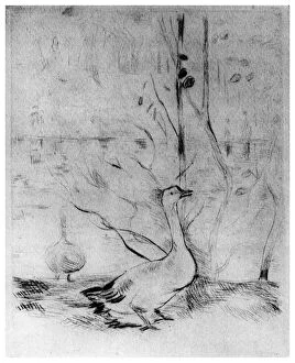 Berthe Marie Pauline Gallery: Les Oies, (The Geese), c1860-1890 (1924). Artist: Berthe Morisot