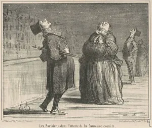 Comet Prints: Les Parisiens dans l'attente de le... 19th century. Creator: Honore Daumier