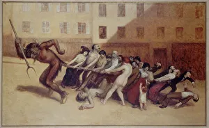 Jean Veber Prints: Les Parisiens tirant le diable par la queue, c1920. Creator: Jean Veber