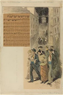 Crayon Prints: Les petits joyeux, 1891. Creator: Theophile Alexandre Steinlen