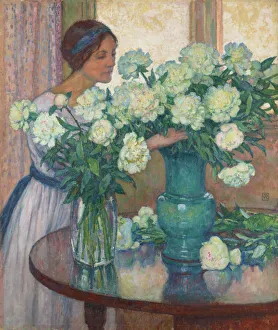 Bunch Of Flowers Prints: Les Pivoines blanches (White peonies). Creator: Rysselberghe, Theo van (1862-1926)