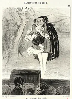 Footlight Prints: Les Promesses d'un ténor, 1842. Creator: Honore Daumier
