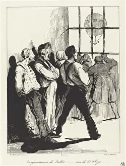 Celebrations Prints: Les rejouissances de Juillet... vues de Ste. Pelagie, 1834. Creator: Honore Daumier