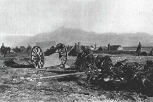 Albania Prints: Les Serbes a Scutari d'Albanie; un des canons de l'artillerie serbe qui ont pu etre sauves