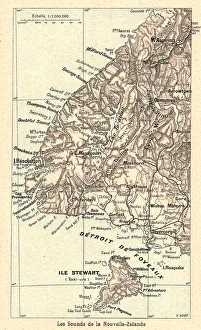 Geological Map Prints: Les Sounds de la Nouvelle-Zelande; Les Terres Du Pacifique, 1914. Creator: Unknown