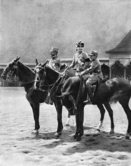 Bucharest Romania Prints: Les souverains de Roumanie et leur second fils