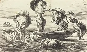 Swimming Prints: Les Tritons de la Seine, 1864. Creator: Honore Daumier