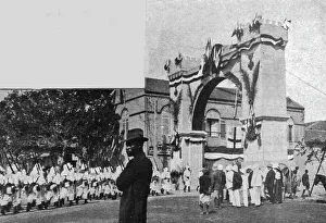 Cameroon Prints: Les vainqueurs du Cameroun; Apres la revue passee par le general Pineau