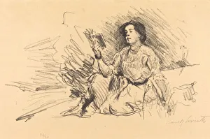 Corinth Lovis Prints: Lesendes Madchen (Girl Reading), 1911. Creator: Lovis Corinth