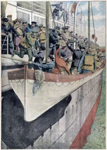 The lesson of SS Titanic: Lifeboat drill on a passenger liner, 1912 The lesson of SS Titanic: Lifeboat drill on a passenger liner, 1912