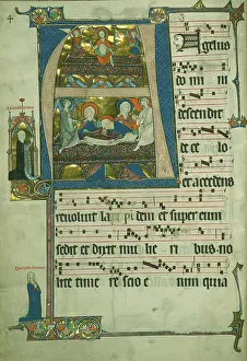 Lotion Prints: Letter A, the Beaupré Antiphonary (Volume I), 1290. Creator: Unknown