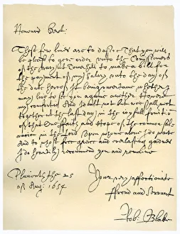 Salary Prints: Letter from Admiral Robert Blake to the Commissioners of the Admiralty