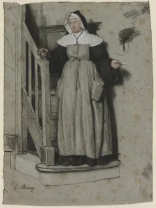 The Letter of Admission, Interior of a Convent, c. 1867. Creator: Francois Bonvin (French
