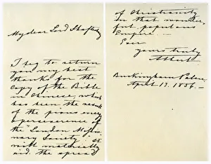 Letter from Albert, Prince Consort to Anthony Ashley Cooper, 13th April 1856. Artist: Prince Albert