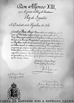 Alfonso Xiii Collection: Letter from Alfonso XIII to Tomas Estrada Palma, c1910. Artist: King Alfonso XIII