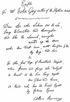 Images Dated 7th July 2007: A letter from Allan Ramsay to John Gay, 18th century (1840)
