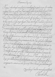 Earl Of Holderness Gallery: A letter from Charles I to his nephew Prince Maurice of the Palatinate dated September 1645