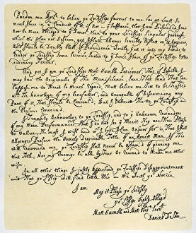 Images Dated 10th October 2006: Letter from Daniel Defoe to Charles Montague, 1705. Artist: Daniel Defoe