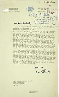 Secret Prints: Letter on disappearance of MI6 agent Kim Philby on 23 January 1963. Creator: RM Hadow