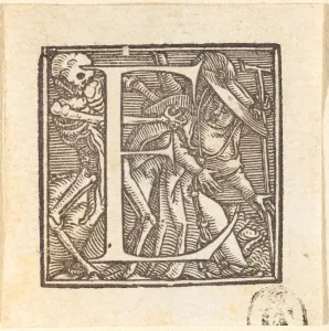 Cardinals Hat Prints: Letter E. Creator: Hans Holbein the Younger