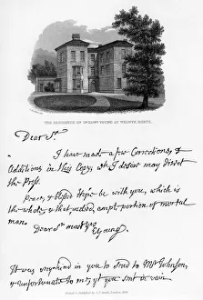Welwyn Prints: A letter from Edward Young, and a view of his residence at Welwyn