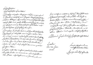 Letter by George Frideric Handel, 1750 (1865).Artist: Frederick George Netherclift Letter by George Frideric Handel, 1750 (1865).Artist: Frederick George Netherclift