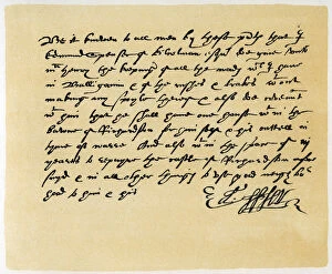 Images Dated 18th October 2006: Letter from Grant, as Edward Spenser to one McHenry, c1589.Artist: Edward Spenser