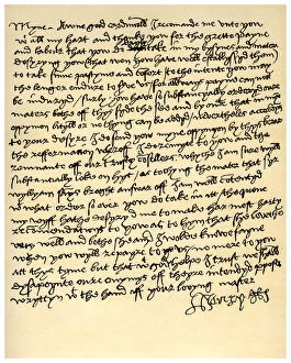 Queen Catherine Of Aragon Collection: Letter from Henry VIII to Cardinal Wolsey, c1518.Artist: King Henry VIII