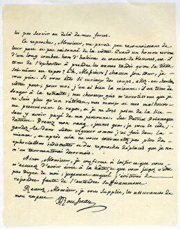 Letter from Jean Jaques Rousseau, 15th July 1764.Artist: Jean-Jacques Rousseau