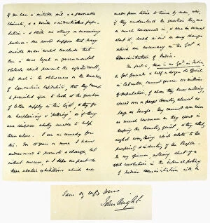 Images Dated 18th October 2006: Letter from John Bright to Colonel Rathbone, 23rd January 1861.Artist: John Bright