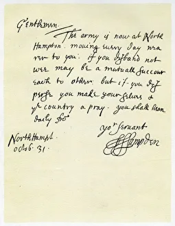 Correspondence Prints: Letter from John Hampden to Colonel Bulstrode after the Battle of Edgehill