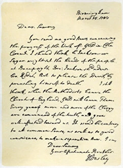 Letter from John Wesley to Samuel Bradburn, 25th March 1783.Artist: John Wesley