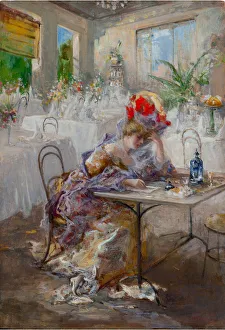 Mariani Prints: A letter (or Lady at the Cafe)