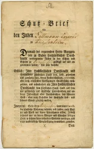 Prosecution Prints: Letter of Protection for Callmann Lazarus from Friesenheim in Baden, 1777