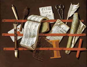 Letter rack, ca 1698. Artist: Collier, Edward (active 1662-1708)