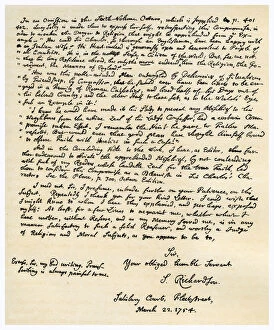 Images Dated 18th October 2006: Letter from Samuel Richardson, 22nd March 1754.Artist: Samuel Richardson