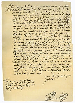 Images Dated 18th October 2006: Letter from Sir Walter Raleigh to Robert Dudley, Earl of Leicester