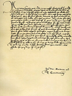 Images Dated 10th October 2006: Letter from Thomas Cranmer to Thomas Cromwell, Ford, 13th August 1537. Artist: Thomas Cranmer