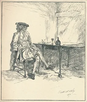 The Studio Prints: The Letter. Unpublished Pen Drawing, 1890, 1923. Artist: Edwin Austin Abbey