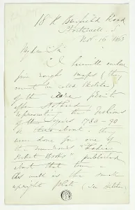 William Edward Frost Prints: Letter from William Edward Frost, 1863. Creator: William Edward Frost