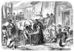 Alley Prints: Letter-writers and dealers in cigar-ends at Rome, 1864. Creator: Unknown