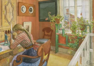 Plaited Prints: Letter-Writing, 1912. Creator: Carl Larsson