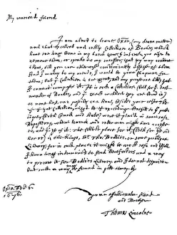 Images Dated 7th July 2007: A letter written by Thomas Lincoln, 1676 (1840)