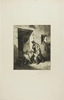 Letting the Sheep Out, 1876. Creator: Charles Emile Jacque