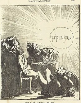 Newsprint Prints: Leur Mané, Thecel, Pharès, 1871. Creator: Honore Daumier