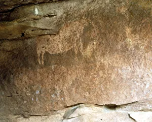 Equipment Prints: Levantine cave paintings from group Albarracin (Teruel) in the Abrigo Callejon of the Plou